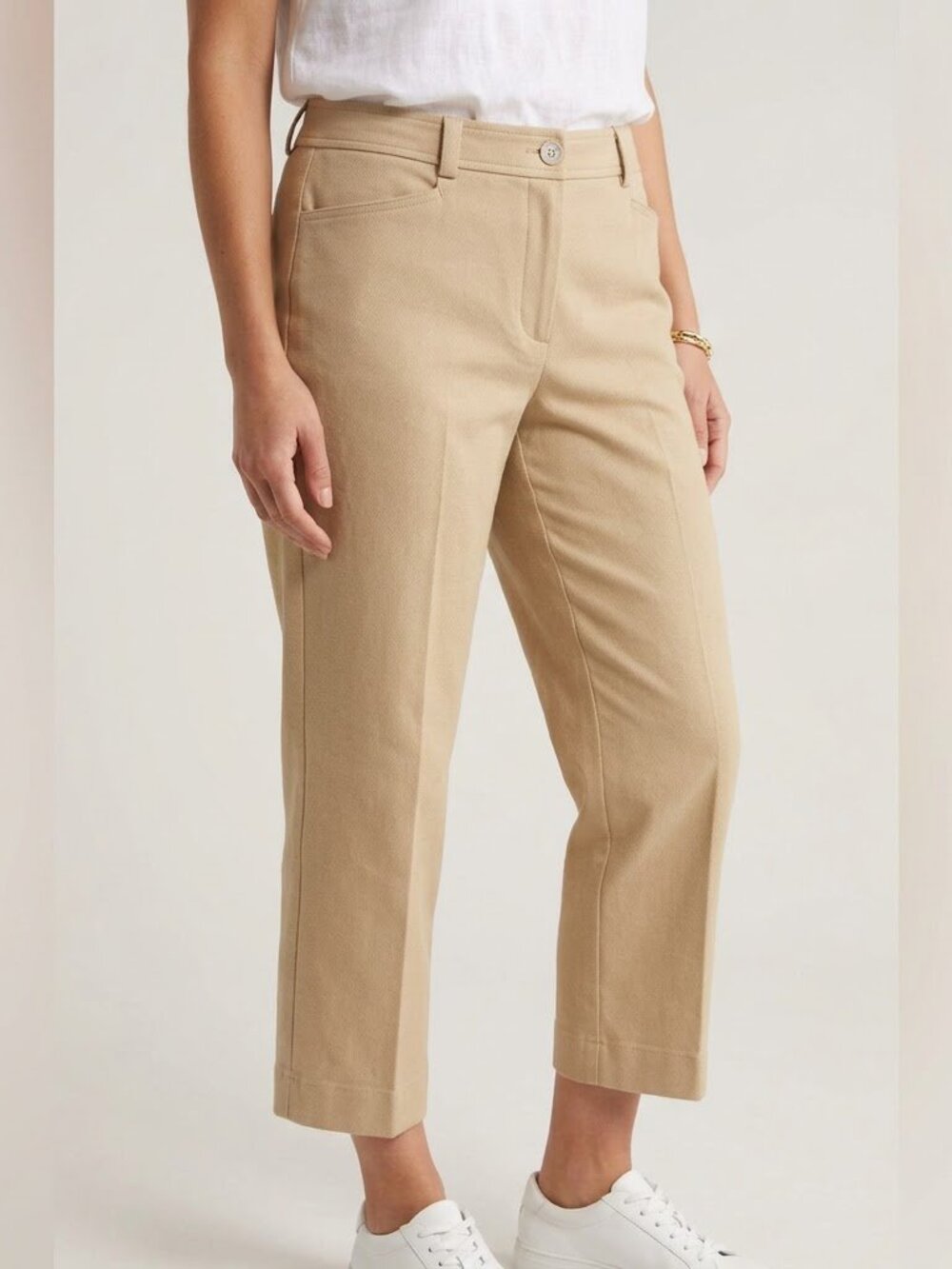 Lauren Ralph Lauren stretchy cotton blend khaki beige cropped Preppy pants 8